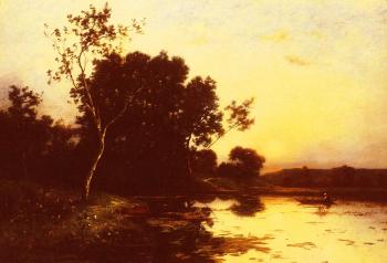 Leon Richet : Le lac Au Crepuscule
